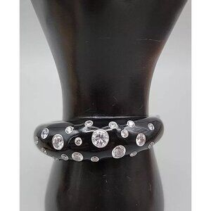 Bella Etoile Sterling Silver Glitter Bangle Bracelet Black Clear Stones …